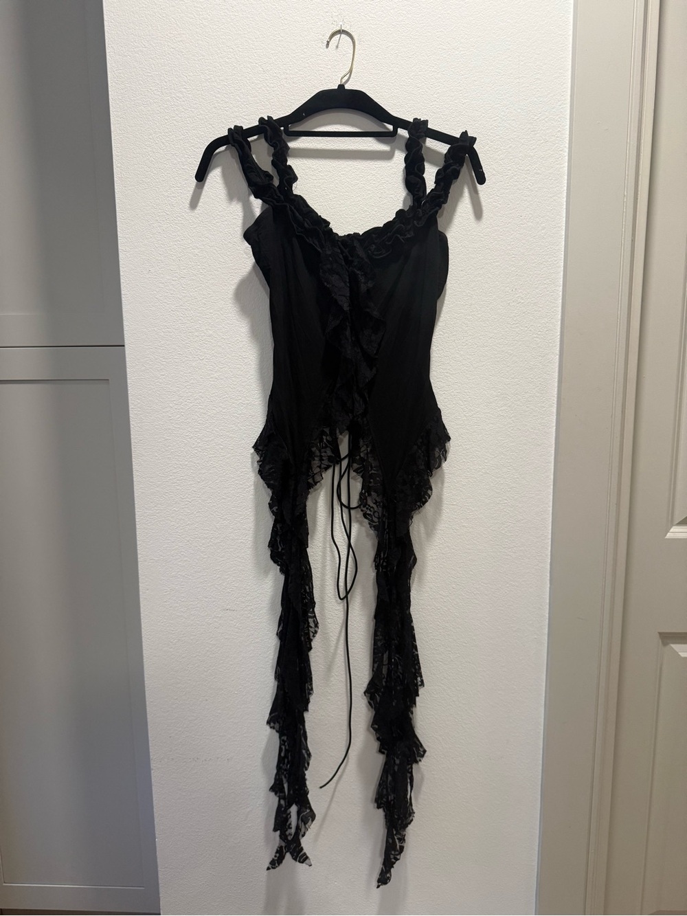 Black Gothic Fairycore Lace Handkerchief Hem Corset Style Tank - Picture 1 of 15